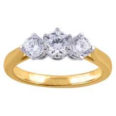 TJD 1,0 Karat Diamant 18 Karat Gelbgold Classic 3 Stone Verlobungsring