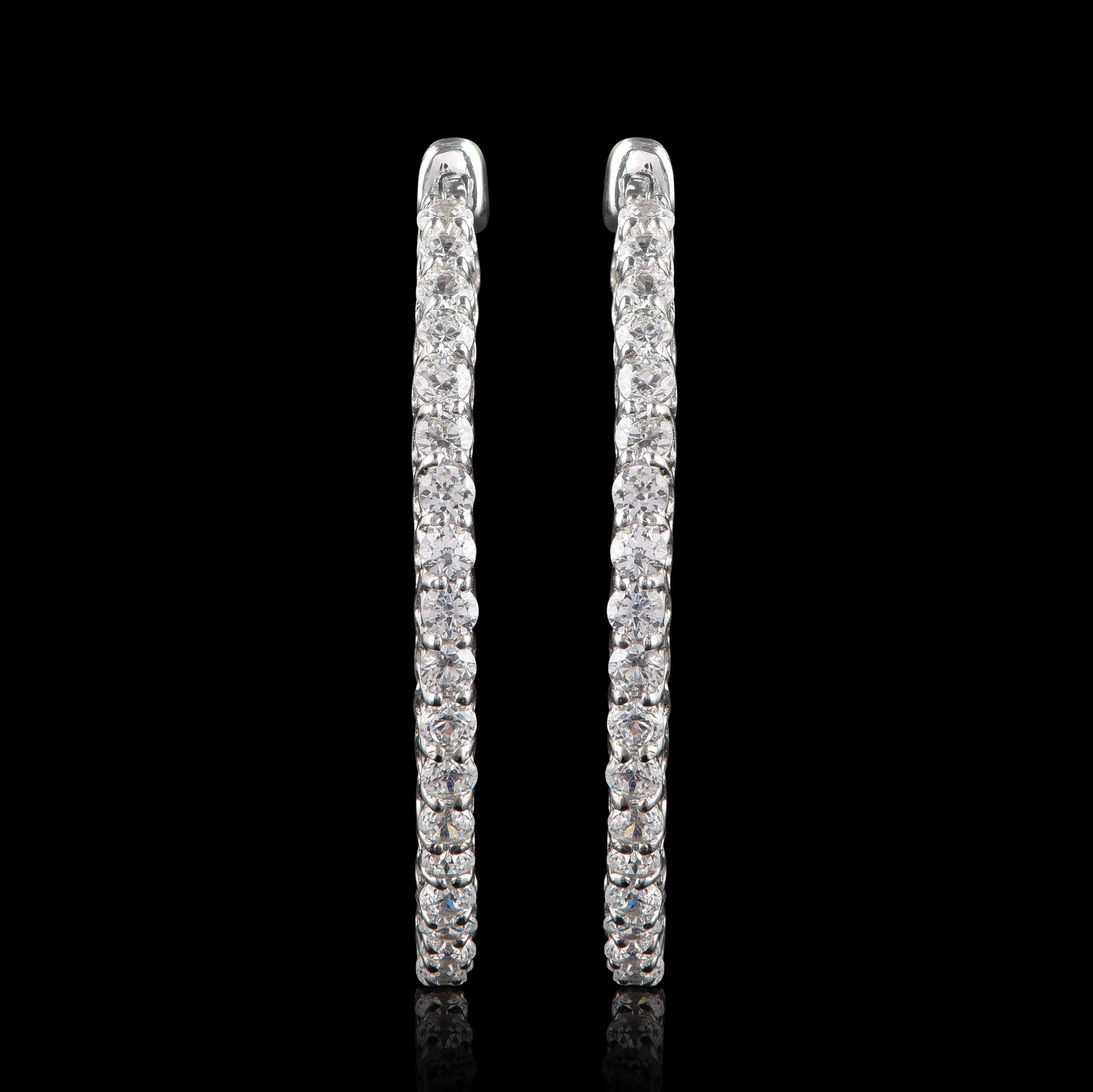 Taille ronde TJD Boucles d'oreilles classiques en or blanc 18 carats avec diamant intérieur et extérieur de 1,0 carat en vente