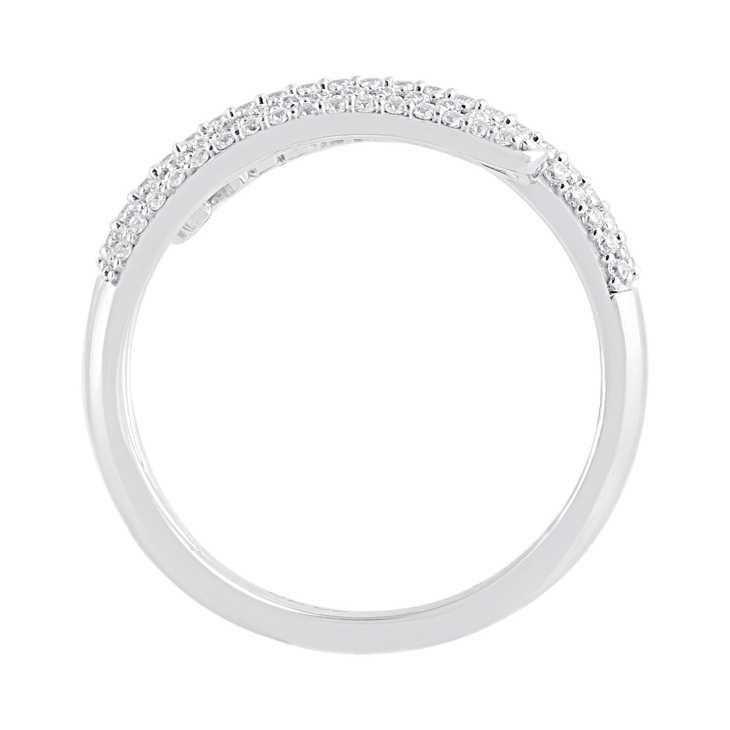Modern TJD 1.0 Carat Marquise & Brilliant Cut Diamond 14 Karat White Gold Spiral Ring For Sale
