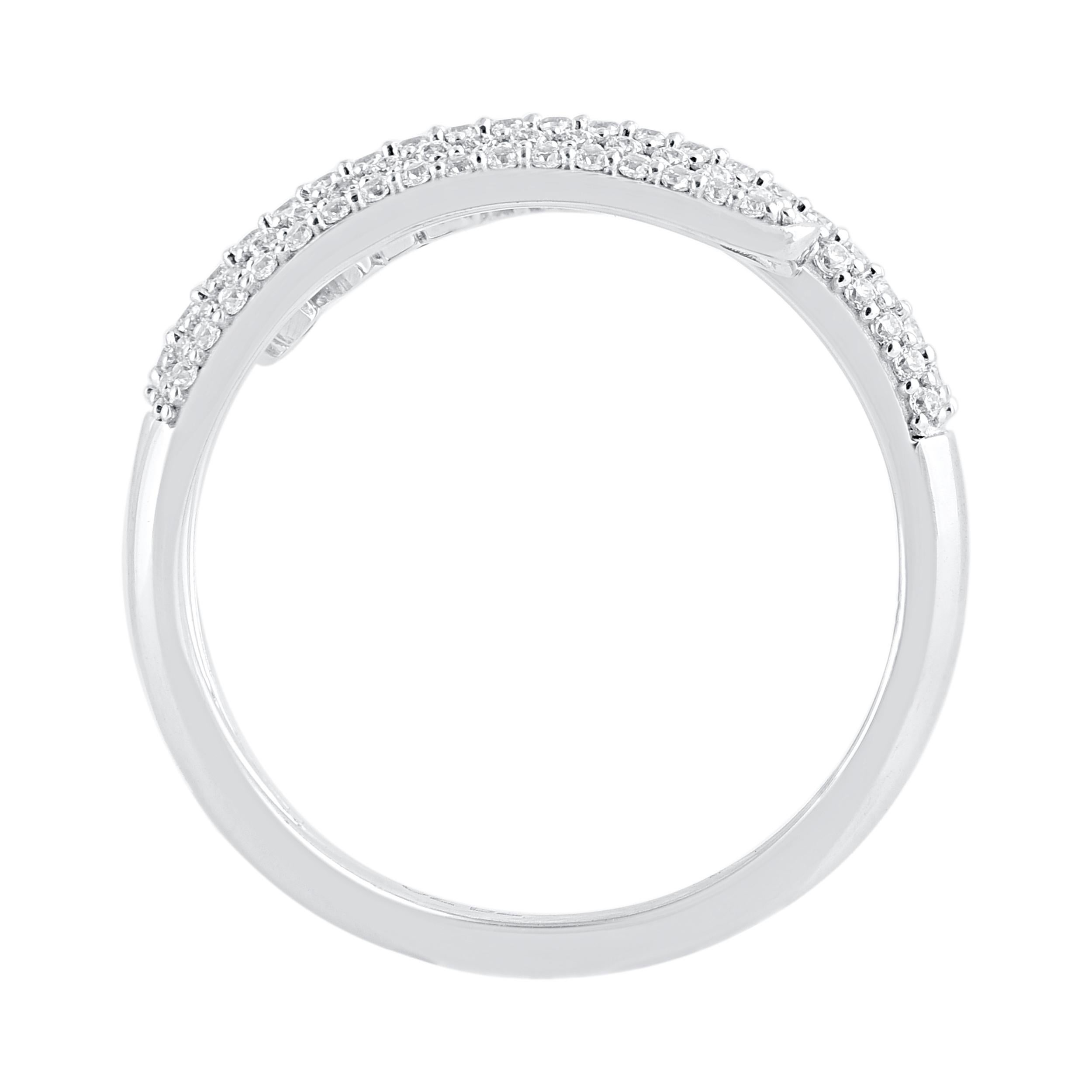 Moderno TJD Anello a spirale in oro bianco 14 carati da 1,0 carati con diamanti taglio marquise e Brilliante in vendita