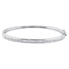 TJD 1,0 carati di diamante naturale taglio Brilliante in oro bianco 14 carati Bangle rivestito in oro bianco