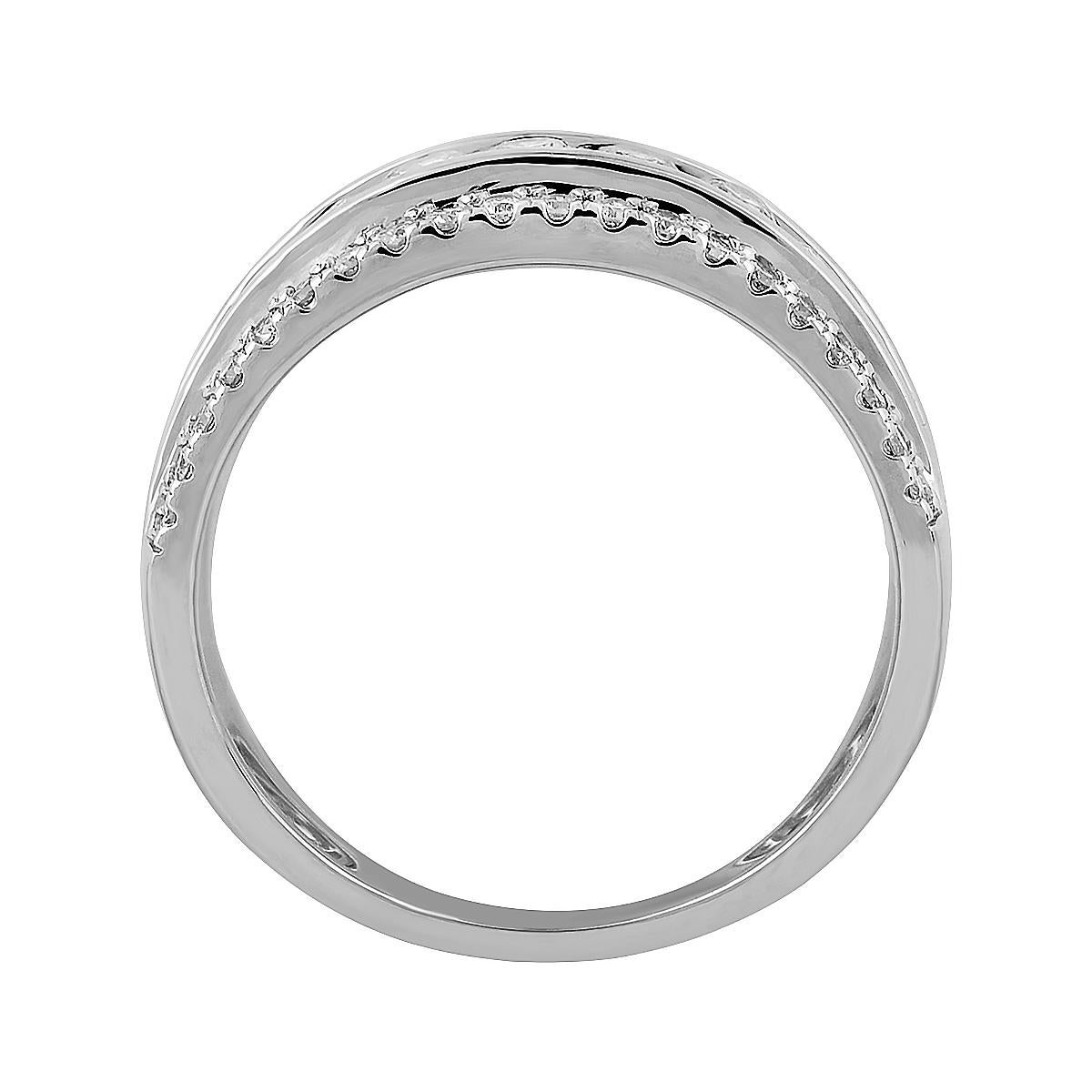 Contemporary TJD 1.0 Carat Natural Brilliant Diamond 14 Karat White Gold Wedding Band Ring For Sale