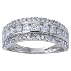 TJD Alianza de oro blanco de 14 quilates con diamante brillante natural de 1,0 quilates