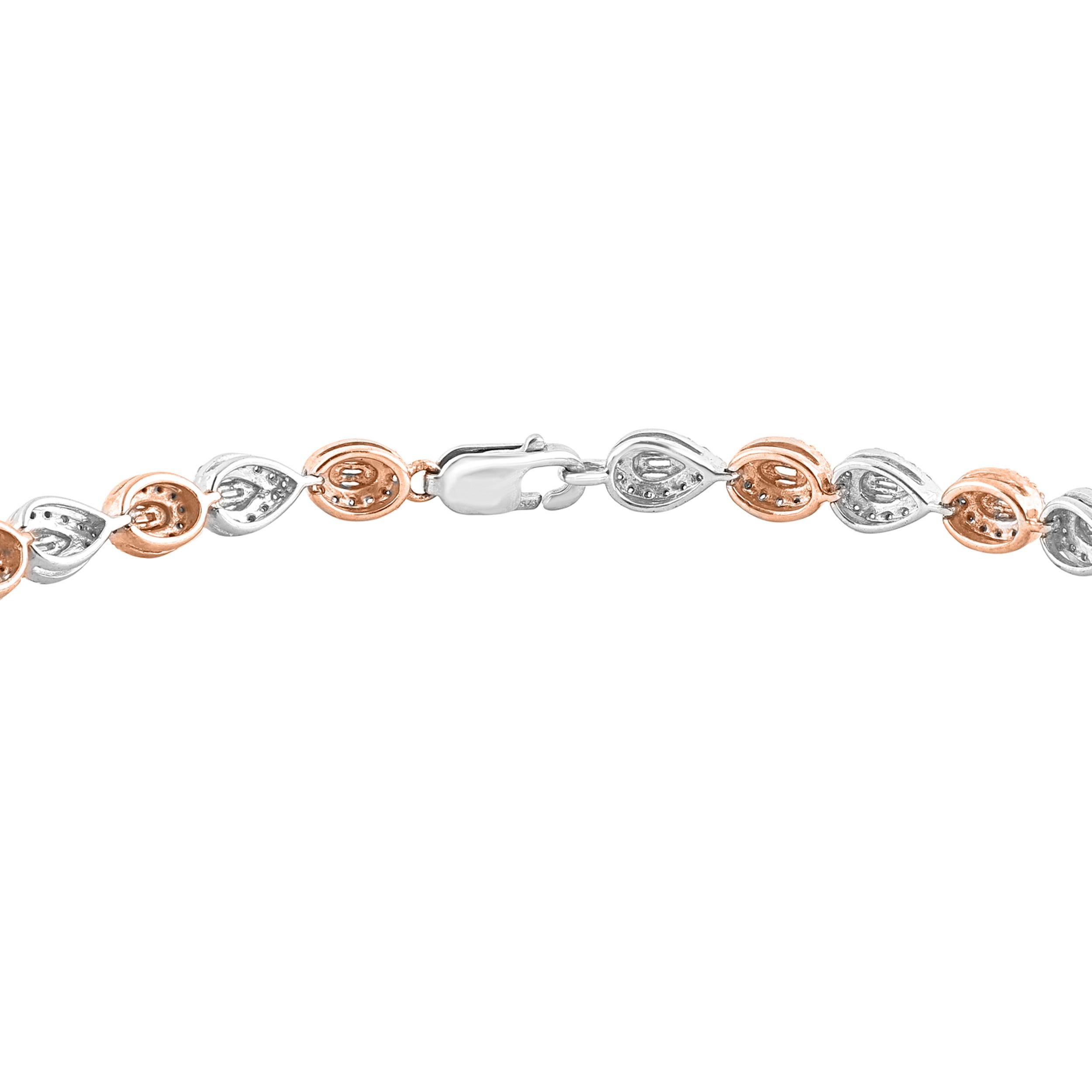Contemporaneo TJD Bracciale con diamanti naturali da 1,0 carati in oro bicolore 14 carati A Link in vendita