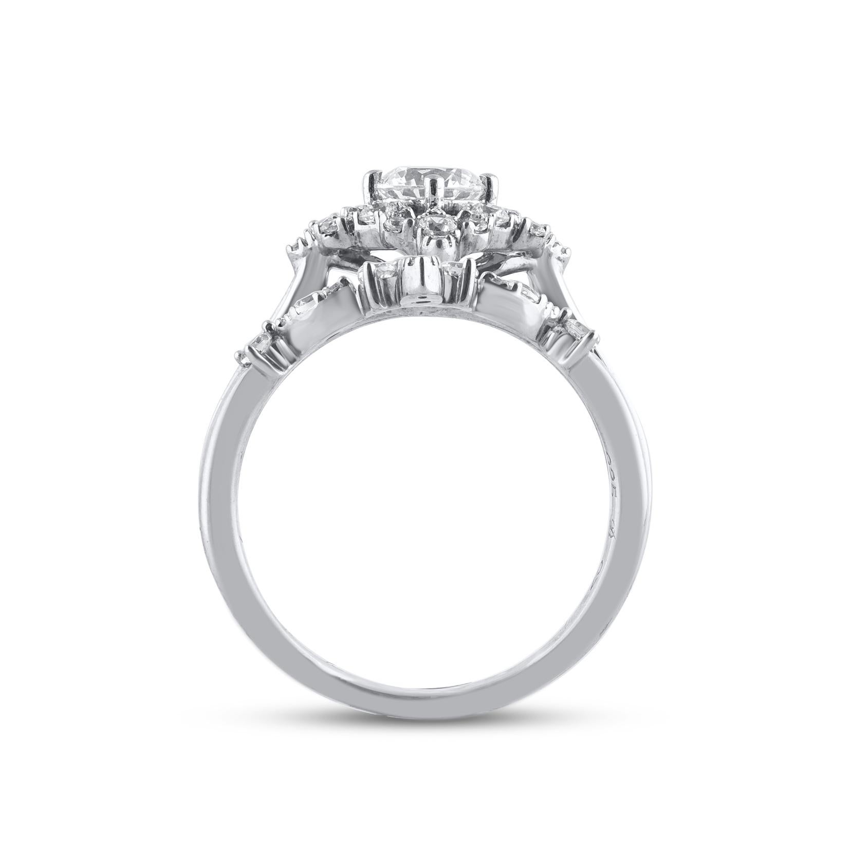 Ensemble de bague de mariage de style vintage en or blanc 14 carats avec diamants naturels de 1,0 carat TJD Neuf - En vente à New York, NY
