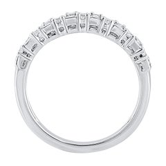 TJD 1.0 Carat Natural Diamond 14 Karat White Gold Wedding Band Ring