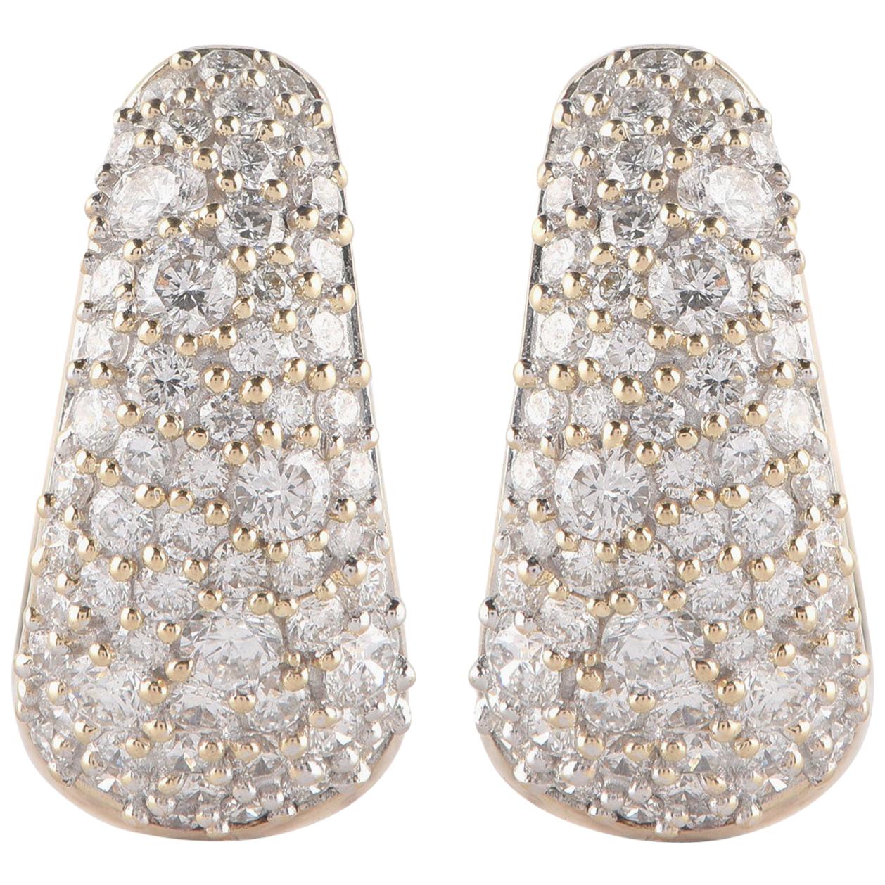 TJD 1.0 Carat Natural Diamond 14 Karat Yellow Gold Gorgeous Huggie Earrings For Sale