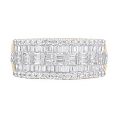 TJD 1.00 Carat Mixed-Cut Diamond Wedding Band in 14K Yellow Gold