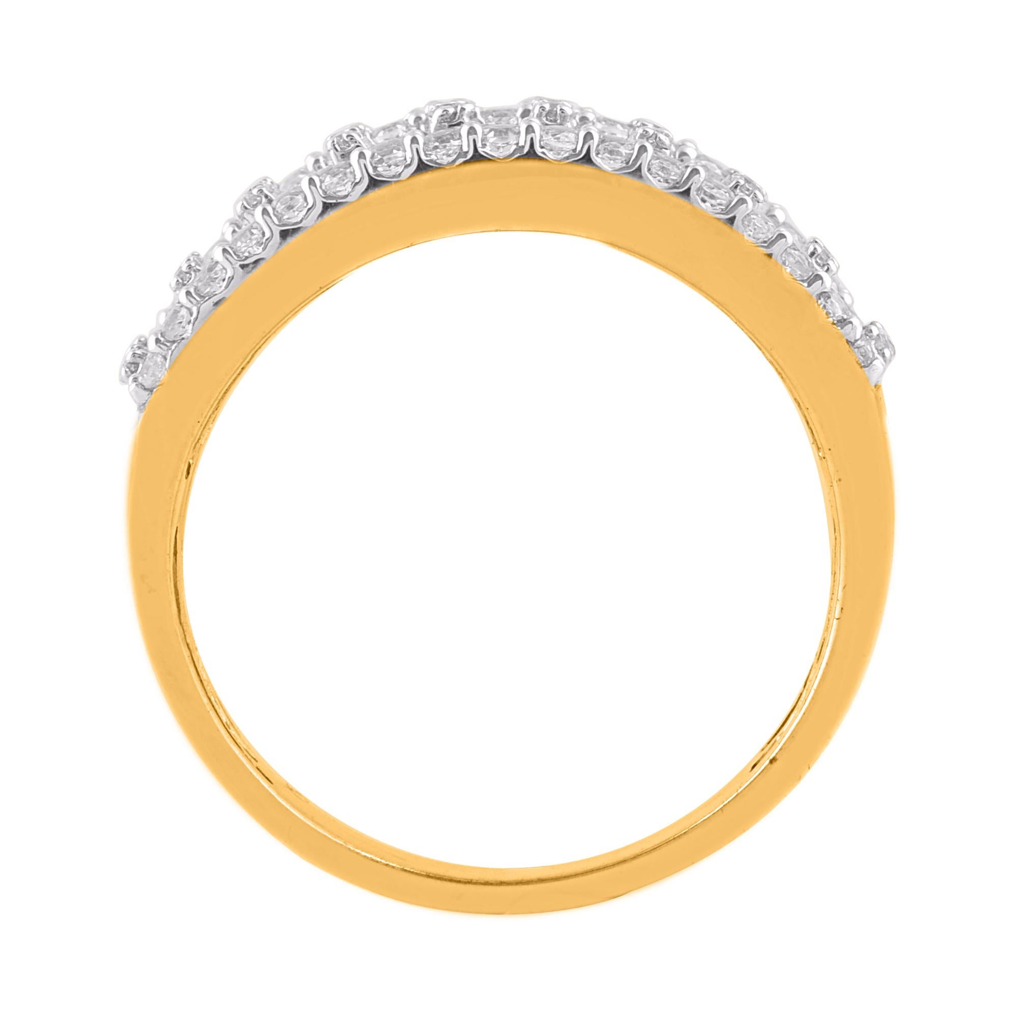 Art Deco TJD 1.0 Carat Natural Diamond 14 Karat Yellow Gold Wedding Band Ring For Sale
