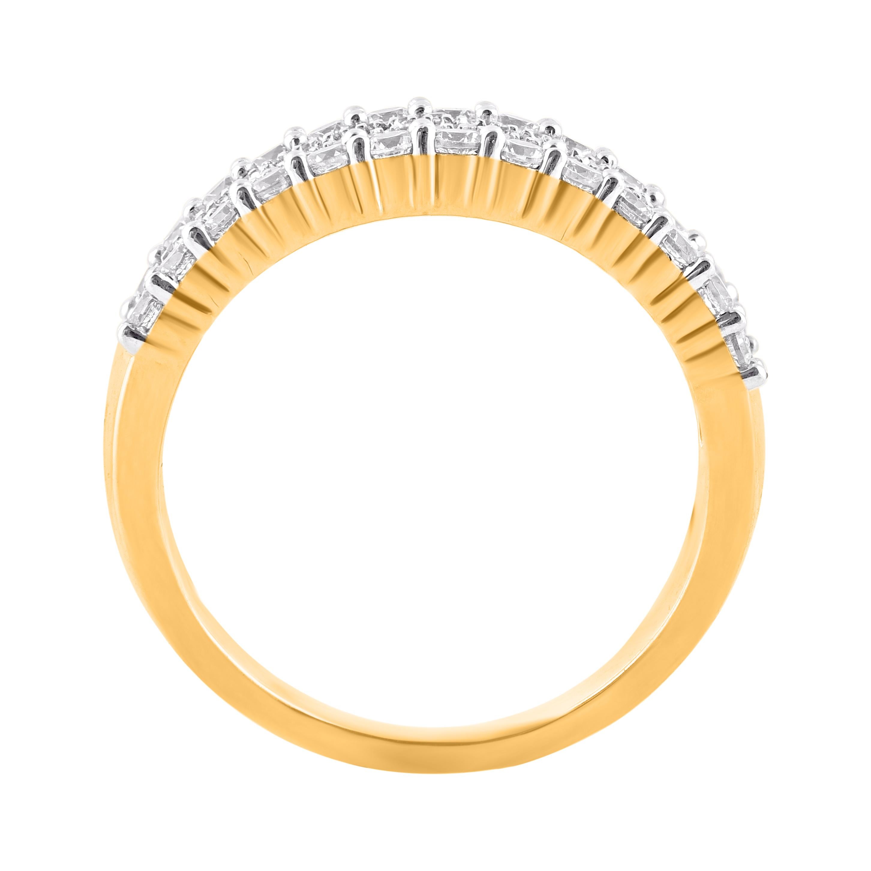 Art déco Alliance en or jaune 14 carats avec diamants naturels de 1,0 carat TJD en vente