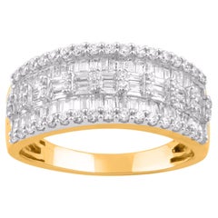 TJD Alianza de oro amarillo de 14 quilates con diamante natural de 1,0 quilates