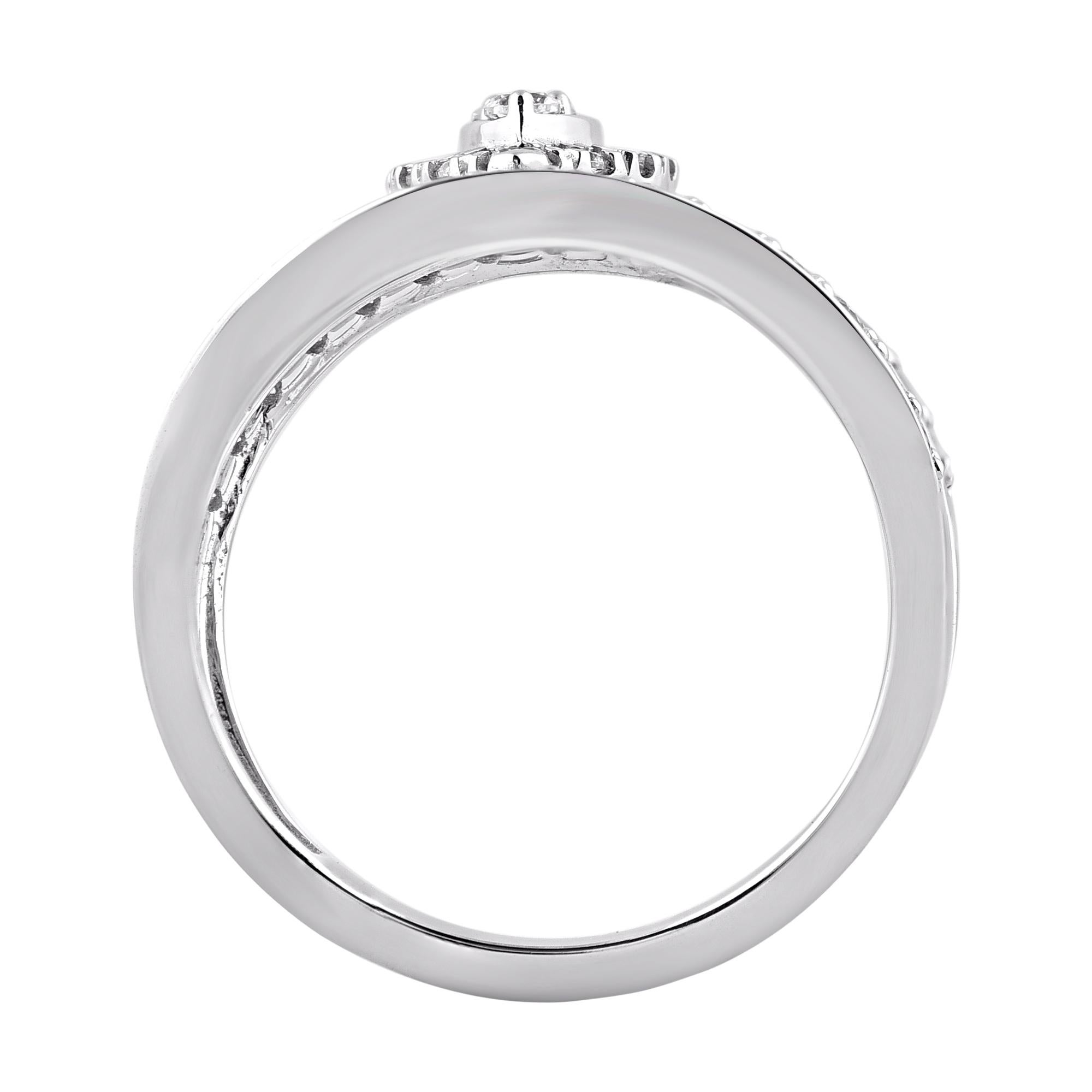 Modern TJD 1.0 Carat Natural Diamond 14K White Gold Diamond Frame Open Shank Ring For Sale