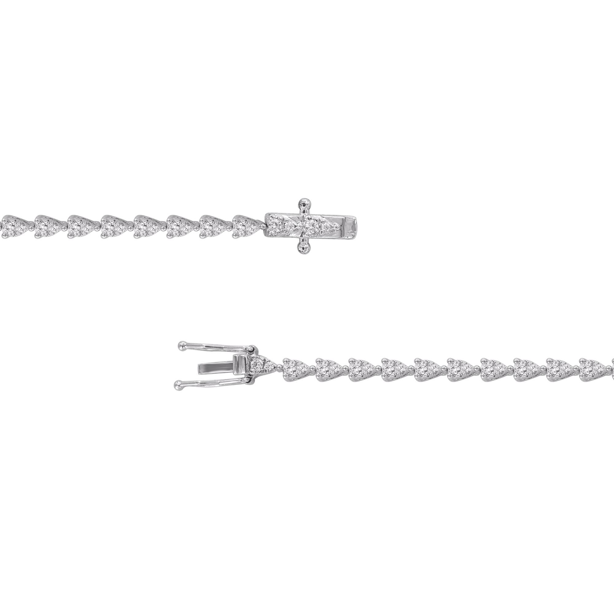 Express your sophisticated style with this gorgeous diamond frame bracelet. This diamond bracelet crafted in 14 karat white gold and studded with 76 natural brilliant cut diamond in prong setting. The total diamond weight is 1.0 carat and shines in