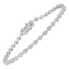 TJD 1.0 Carat Natural Diamond 14KT White Gold Pear Shaped Link Bracelet