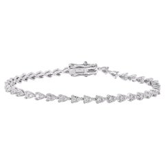 TJD 1.0 Carat Natural Diamond 14KT White Gold Pear Shaped Link Bracelet