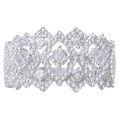 TJD 1.0 Carat Natural Diamond 14KT White Gold Vintage Wedding Band Ring