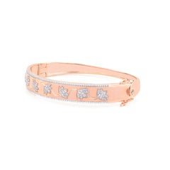 TJD 1.00 Carat Diamond Floral Hinged Bangle Bracelet in 18 Karat Rose Gold