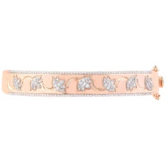 Bracelet jonc lotus à charnière en or rose 18 carats avec diamants naturels de 1,0 carat TJD