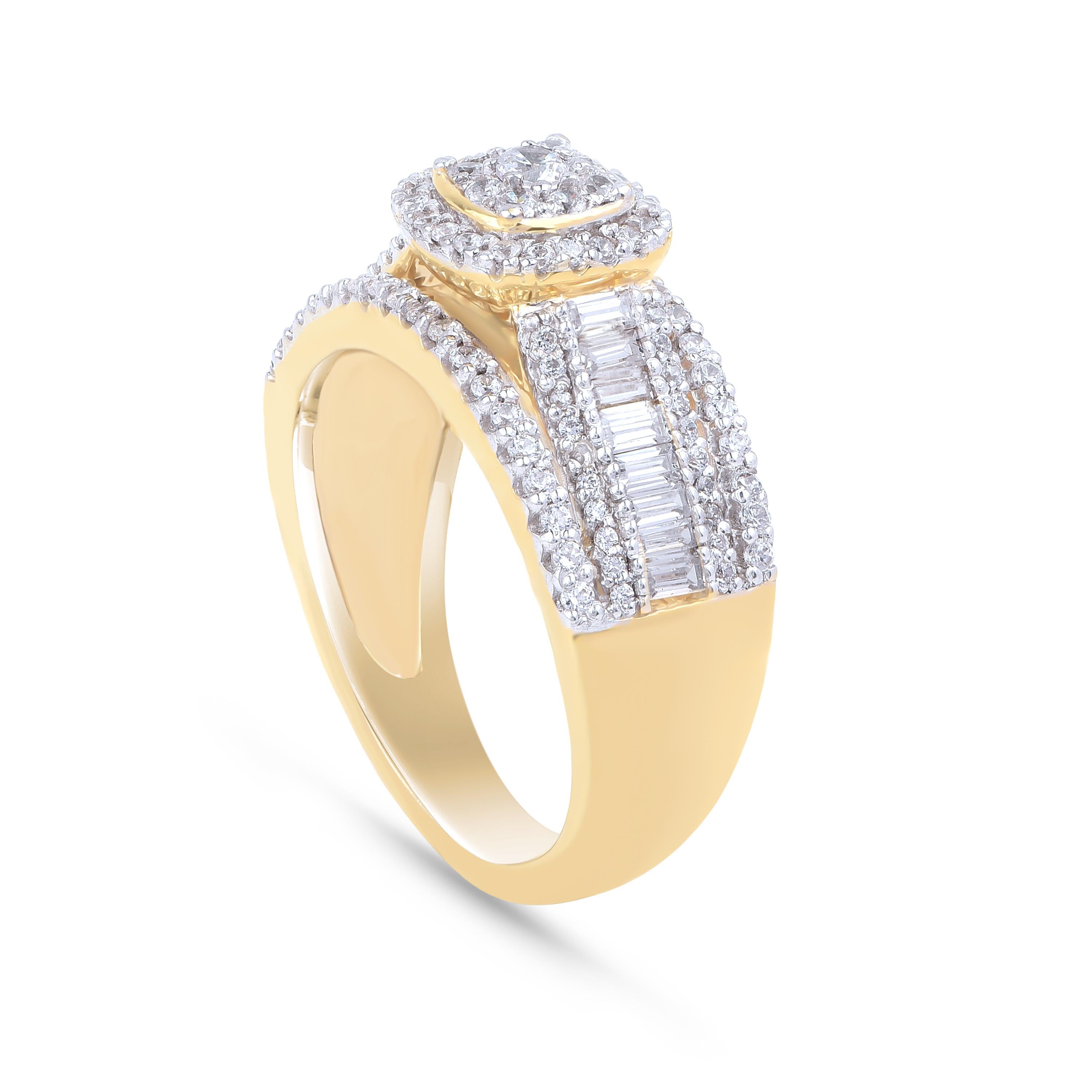 TJD Alianza de Diamante Natural de 1,0 Quilates en Oro Amarillo de 14 Kilates Contemporáneo en venta