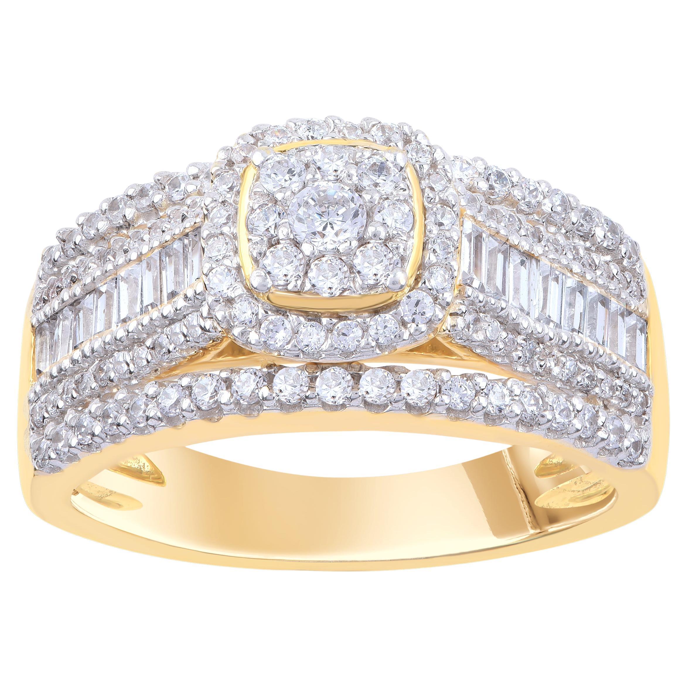 TJD 1.0 Carat Natural Diamond Wedding Band Ring in 14 Karat Yellow Gold