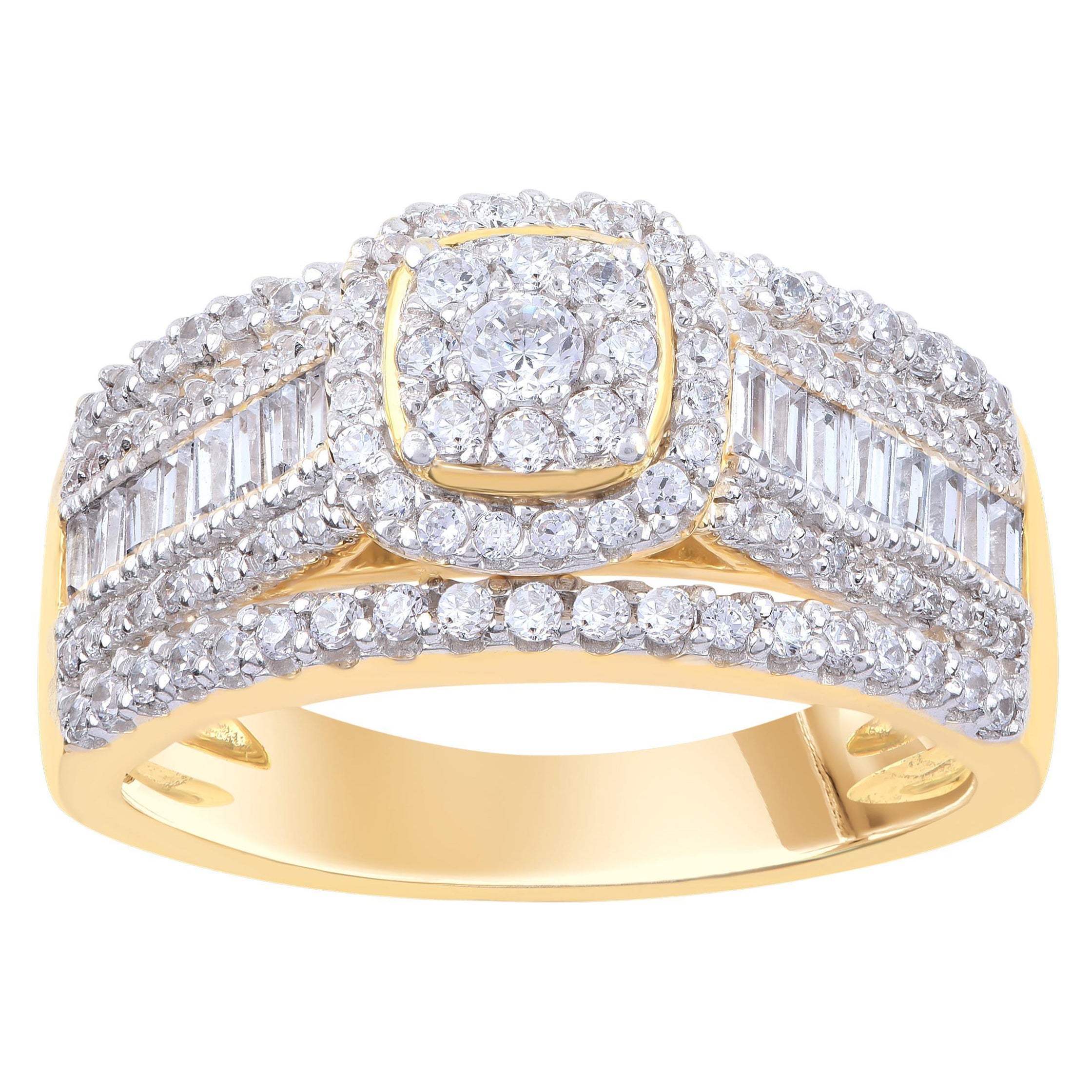 TJD 1.0 Carat Natural Diamond Wedding Band Ring in 14 Karat Yellow Gold