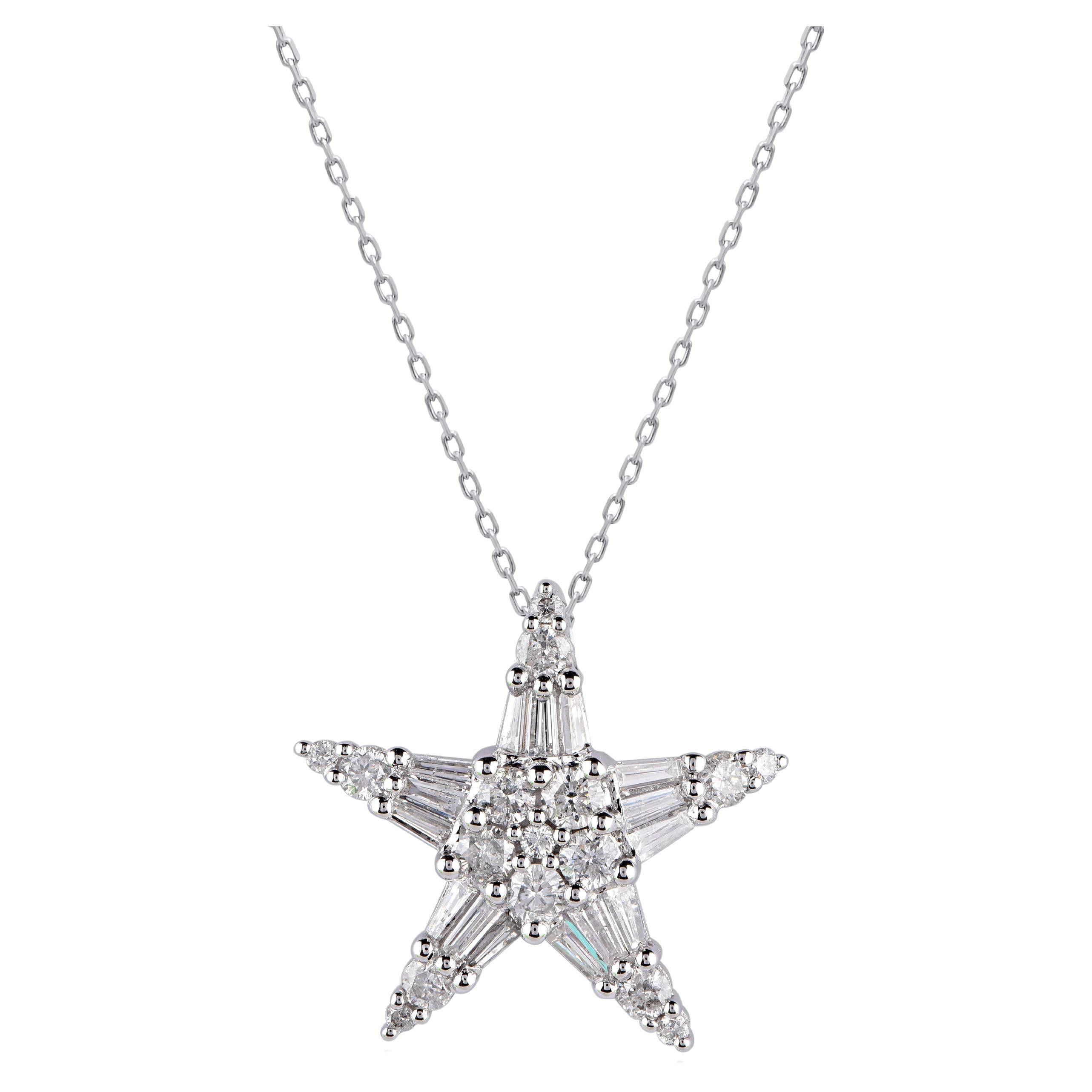 TJD 1,0 carati di diamante naturale rotondo e baguette in oro 14KT in vendita