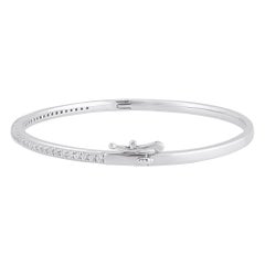 TJD 1.0 Carat Natural Round Brilliant cut Diamond 14 Karat White Gold Bangle