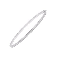 TJD 1.0 Carat Natural Round Brilliant cut Diamond 14 Karat White Gold Bangle