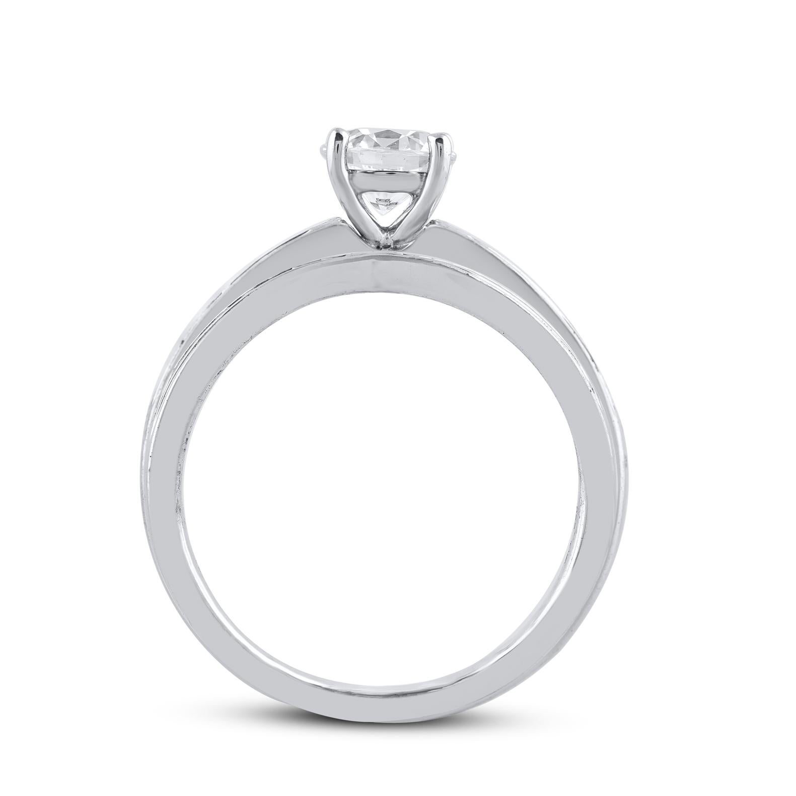 TJD 1.0 Quilates Diamante Natural de Corte Redondo Oro Blanco 14 Kilates Juego de Anillos de Novia en Nuevo estado para la venta en New York, NY