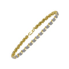 TJD 1.0 Carat Natural Round Cut Diamond 14 Karat Yellow Gold Link Bracelet