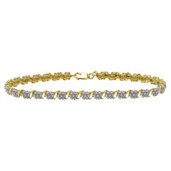 Bracelet à maillons en or jaune 14 carats avec diamants naturels taille ronde de 1,0 carat TJD