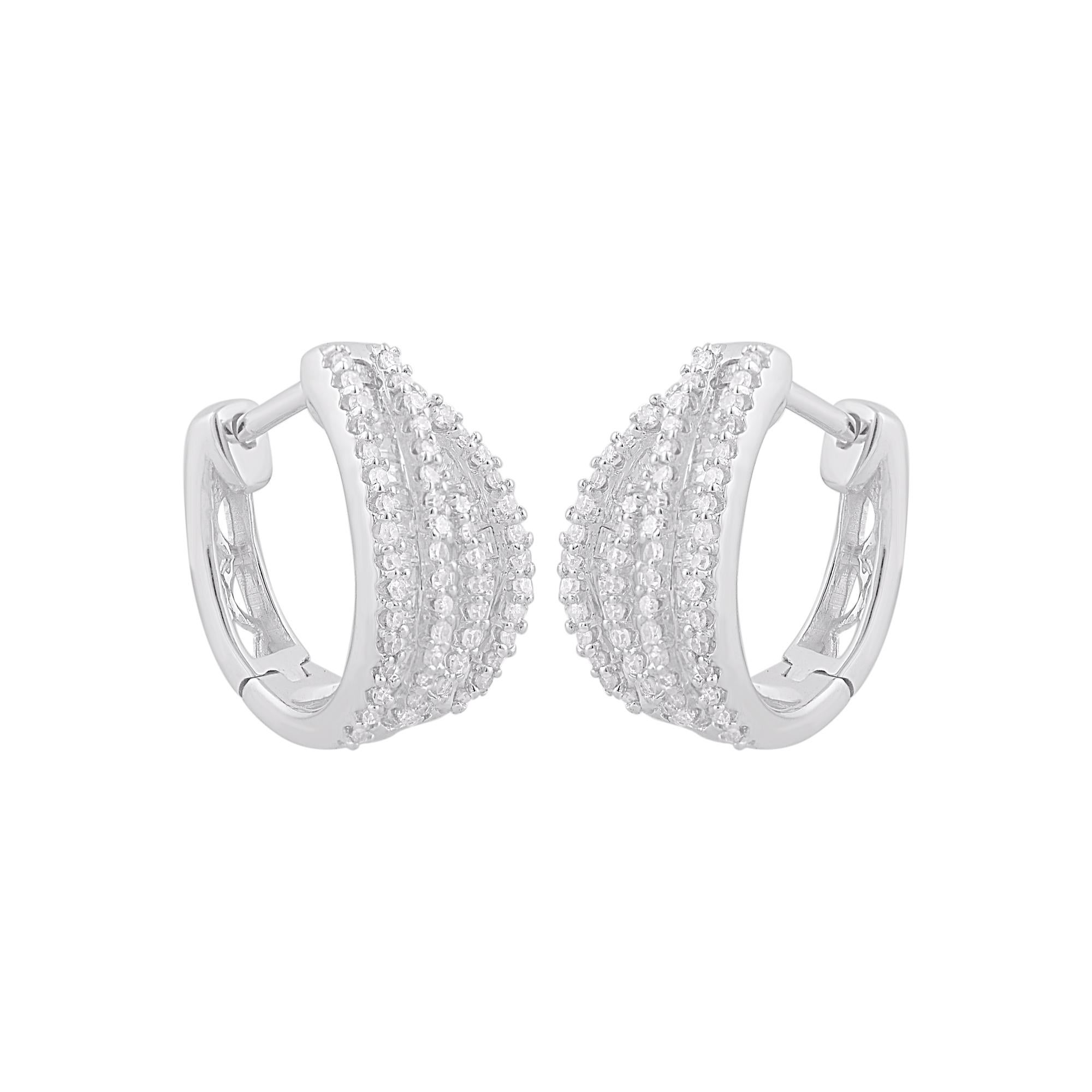 TJD 1,0 Karat natürlicher runder Diamant 14 Karat Weißgold Creolen Ohrringe (Moderne) im Angebot
