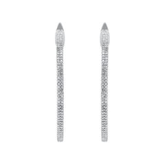 TJD 1.0 Carat Natural Round Diamond 14 Karat White Gold Inside-Out Hoop Earrings