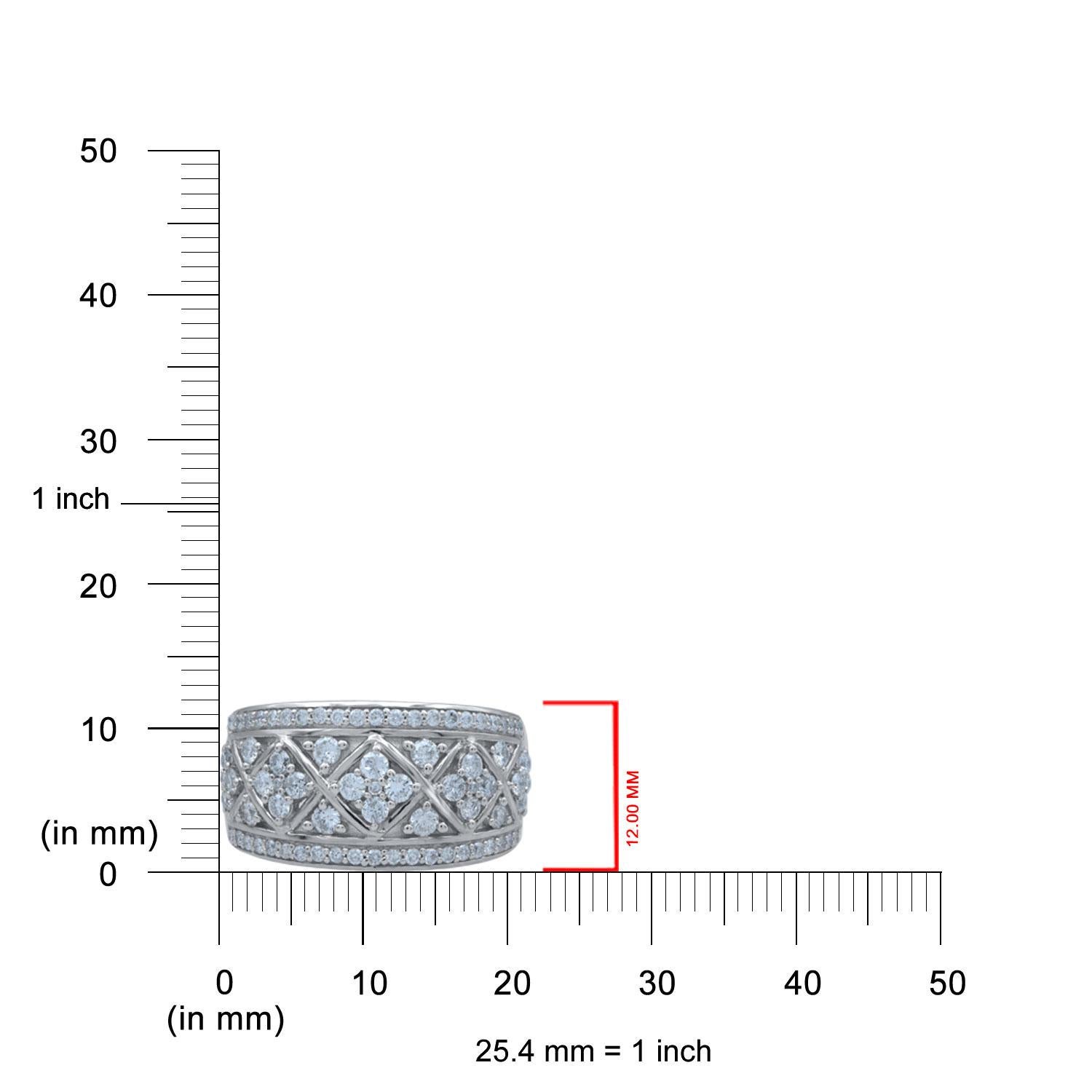 Round Cut TJD 1.0 Carat Natural Round Diamond 14 Karat White Gold Wedding Band Ring For Sale