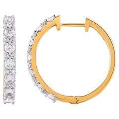 TJD 1,0 Karat natürlicher runder Diamant 14 Karat Gelbgold Creolen Ohrringe