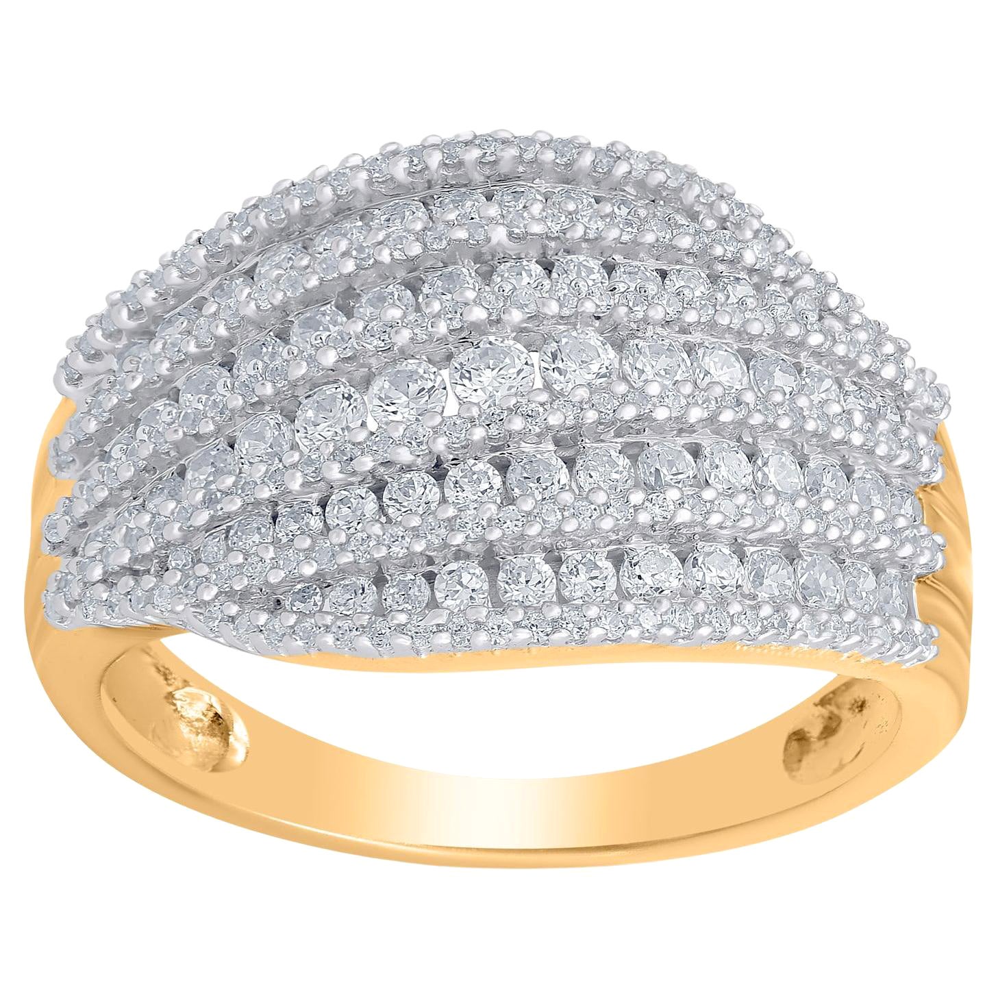 TJD 1.0 Carat Natural Round Diamond 14 Karat Yellow Gold Wedding Band Ring