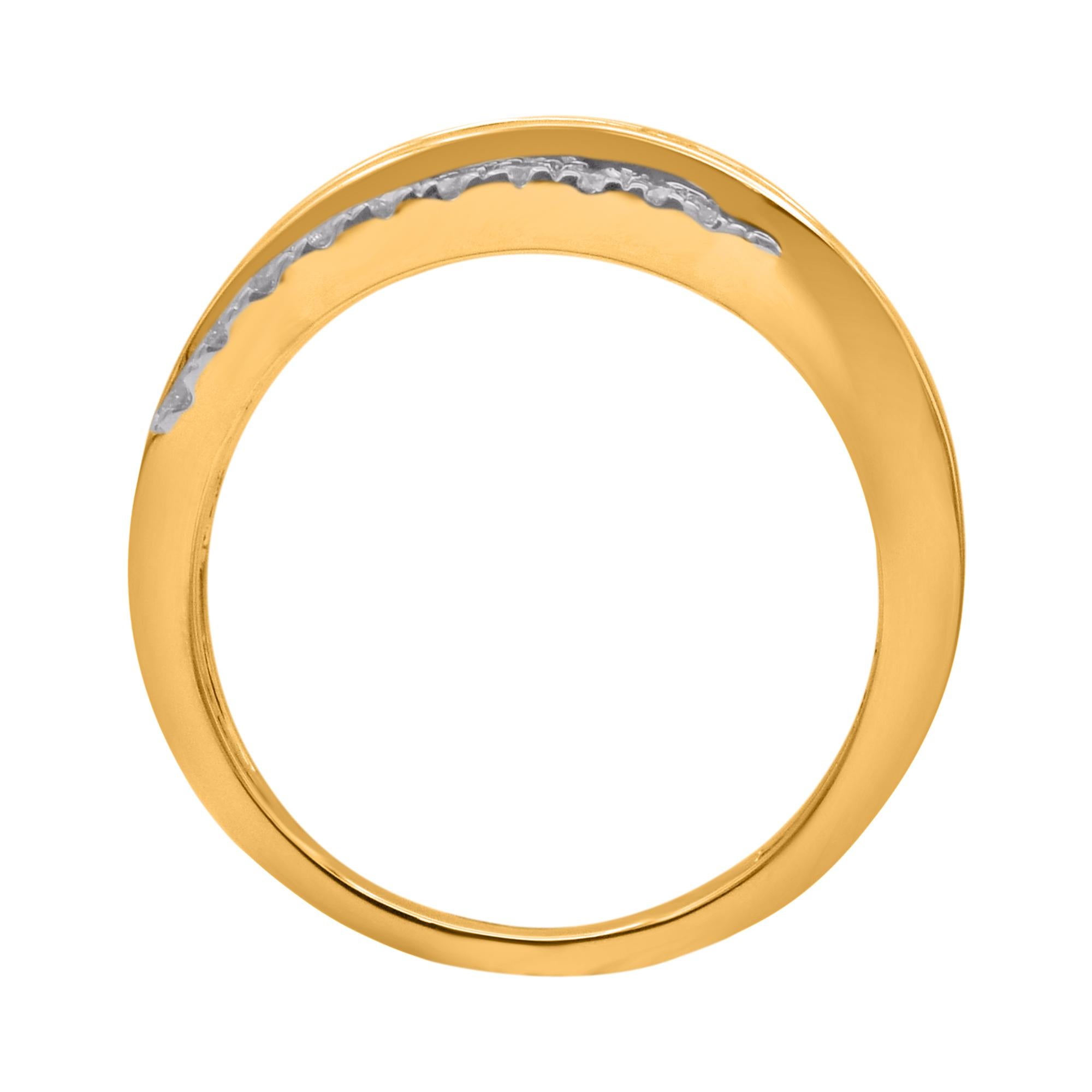 TJD 1,0 Karat natürlicher runder Diamant 14 Karat Gelbgold Ehering (Art déco) im Angebot