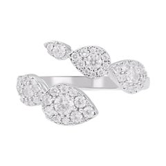 TJD 1.0 Carat Natural Round Diamond 14KT White Gold Bypass Ring