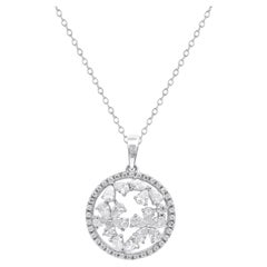 TJD 1.0 Carat Natural Round Diamond 14KT White Gold Circle Pendant Necklace TJD 1.0 Carat Natural Round Diamond 14KT White Gold Circle Pendant Necklace