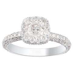 TJD 1.0 Carat Natural Round Diamond 14KT White Gold Halo Wedding Ring