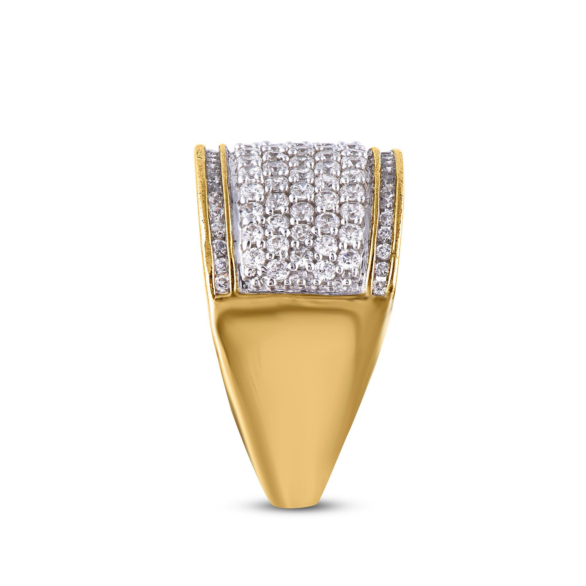 Round Cut TJD 1.0 Carat Natural Round Diamond Wedding Band Ring in 14 Karat Yellow Gold For Sale