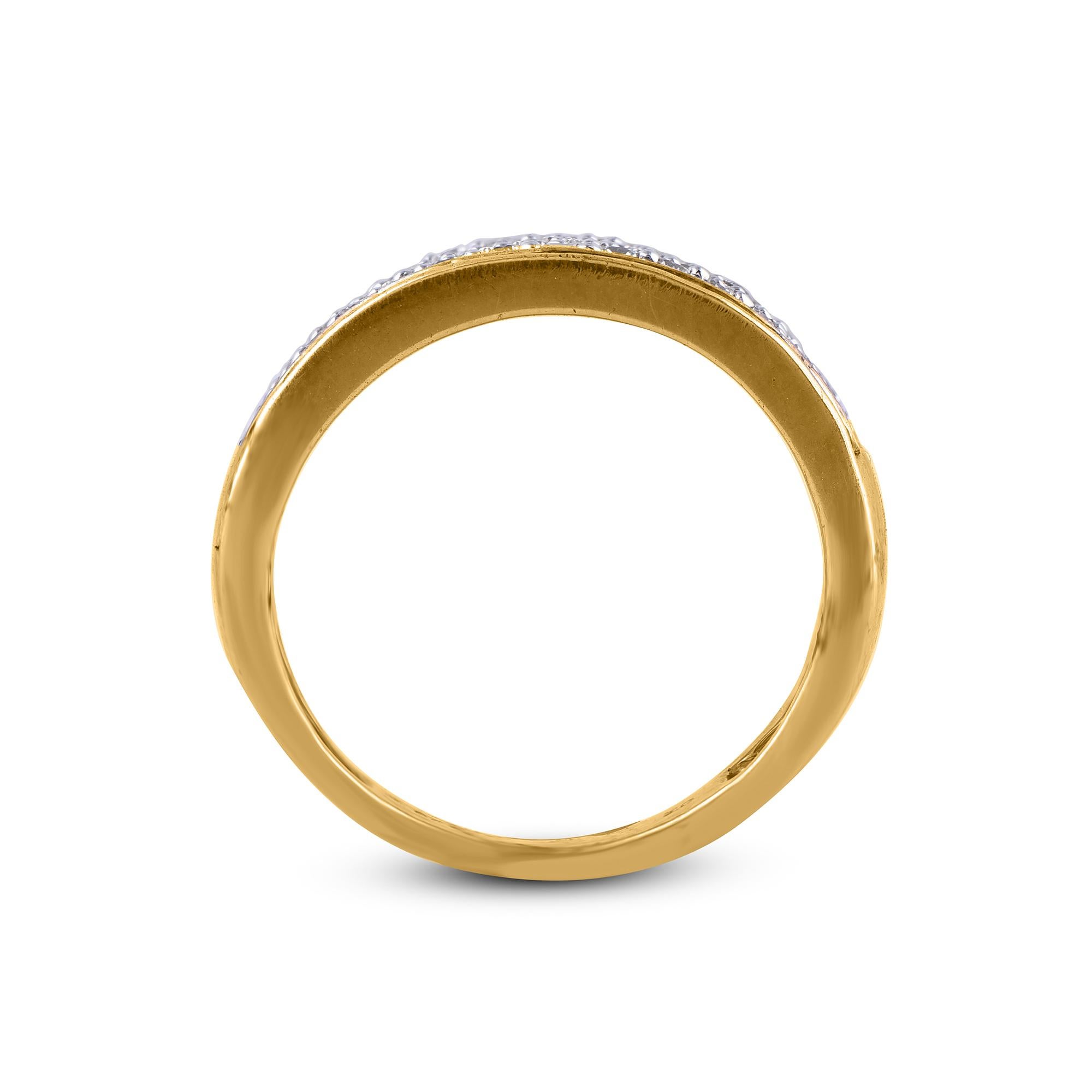 TJD 1.0 Carat Natural Round Diamond Wedding Band Ring in 14 Karat Yellow Gold In New Condition For Sale In New York, NY