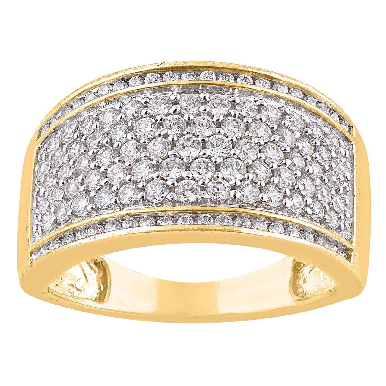 TJD 1.0 Carat Natural Round Diamond Wedding Band Ring in 14 Karat Yellow Gold For Sale
