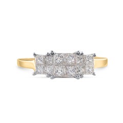 TJD 1.0 Carat Princess Cut Diamond Wedding Ring in 14 Karat Yellow Gold