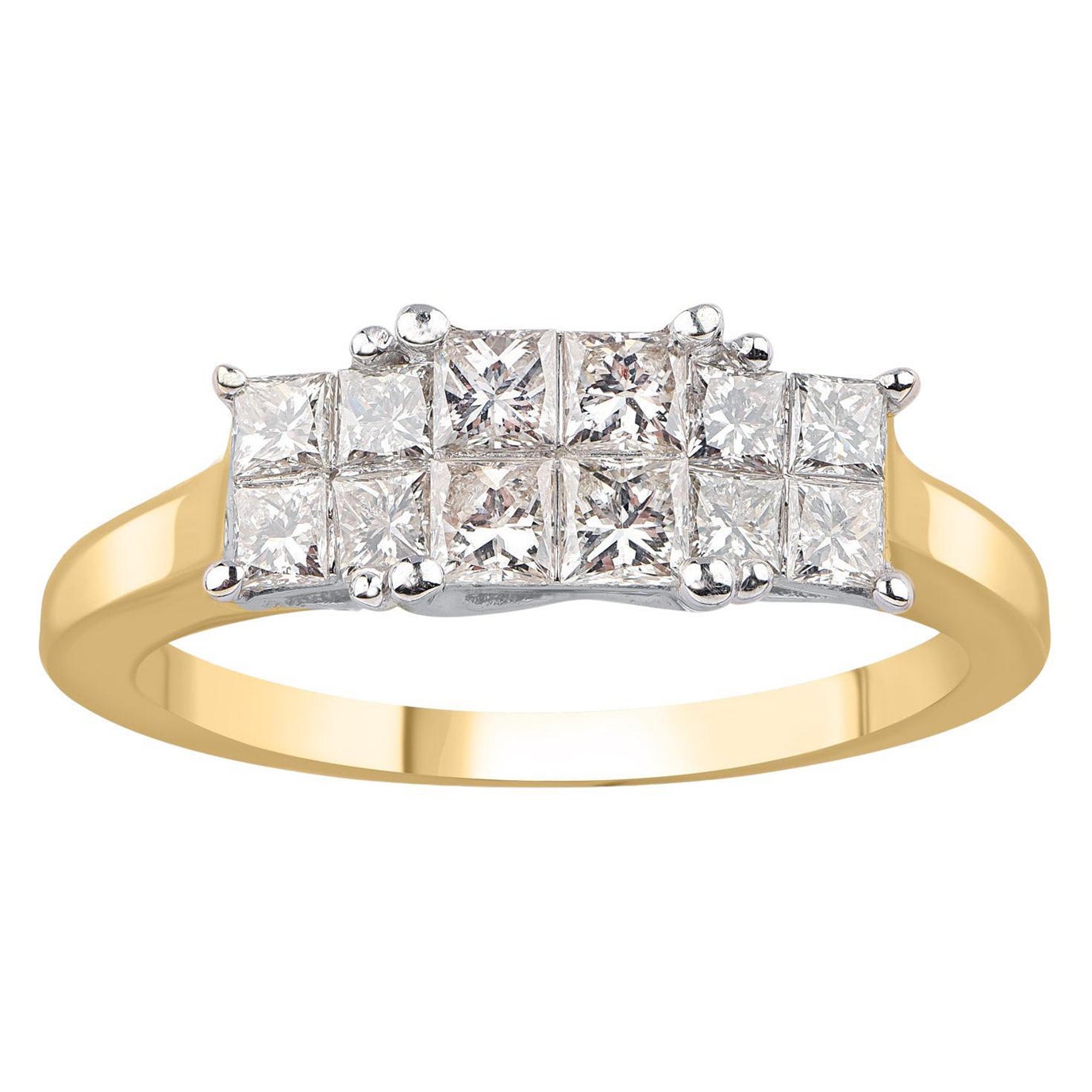 TJD 1.0 Carat Princess Cut Diamond Wedding Ring in 14 Karat Yellow Gold For Sale