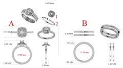 TJD 1,0 Karat runder Verlobungsring aus 18 Karat zweifarbigem Gold mit doppeltem Halo-Diamant