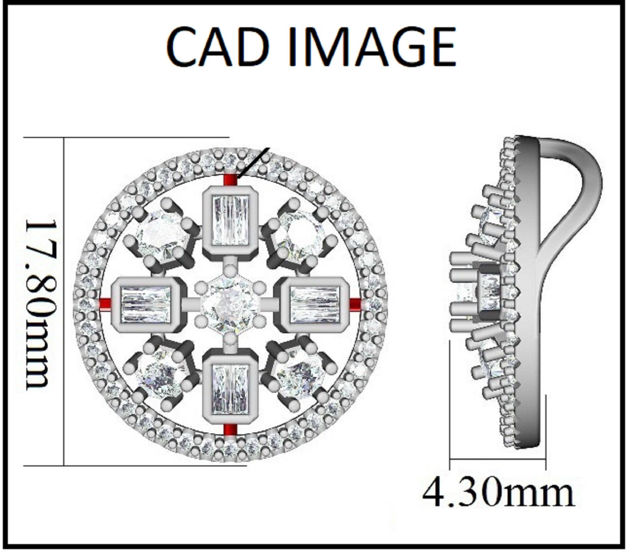 Exquisite 14K gold 1.00 carat round and baguette diamond. Expertly Crafted of sparkling 14 karat solid white gold in high polish finish and set with 45 sparkling round and 8 baguette diamond set in prong and channel setting.
