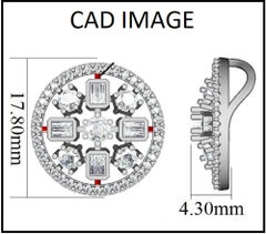 TJD 1,0 Karat runder und Baguette 14 Karat Gold Designer-Diamant-Anhänger mit rundem Designer-Anhänger