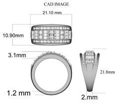 TJD 1,0 Karat runder und Baguette-Diamant 14 Karat Weißgold Ehering