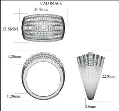 TJD 1.0 Carat Round and Baguette Diamond 14KT White Gold Multi-Row wedding Band
